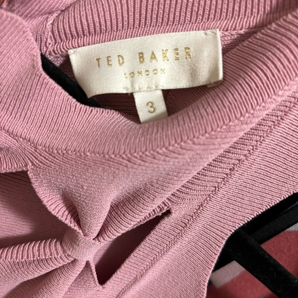 Ted Baker London Cherina Dusty Rose Knit Cutout Skater Fit & Flare Dress Size 3 - Picture 15 of 15
